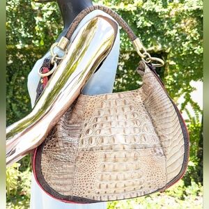 BRAHMIN CROC LEATHER WOMEN'S SHOULDER BAG